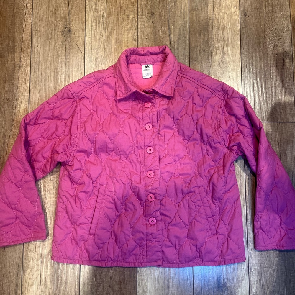 Lucy & Yak Pink Sylvie Quilted Cotton Jacket Cottagecore Boxy Chore Coat